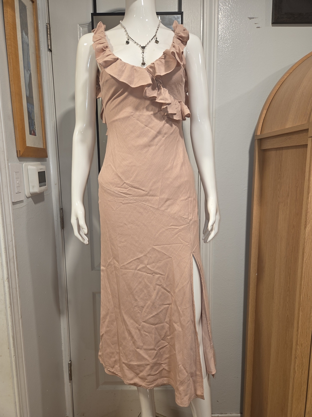 Selfie Leslie Blush Pink Ruffle-Trim Maxi Dress